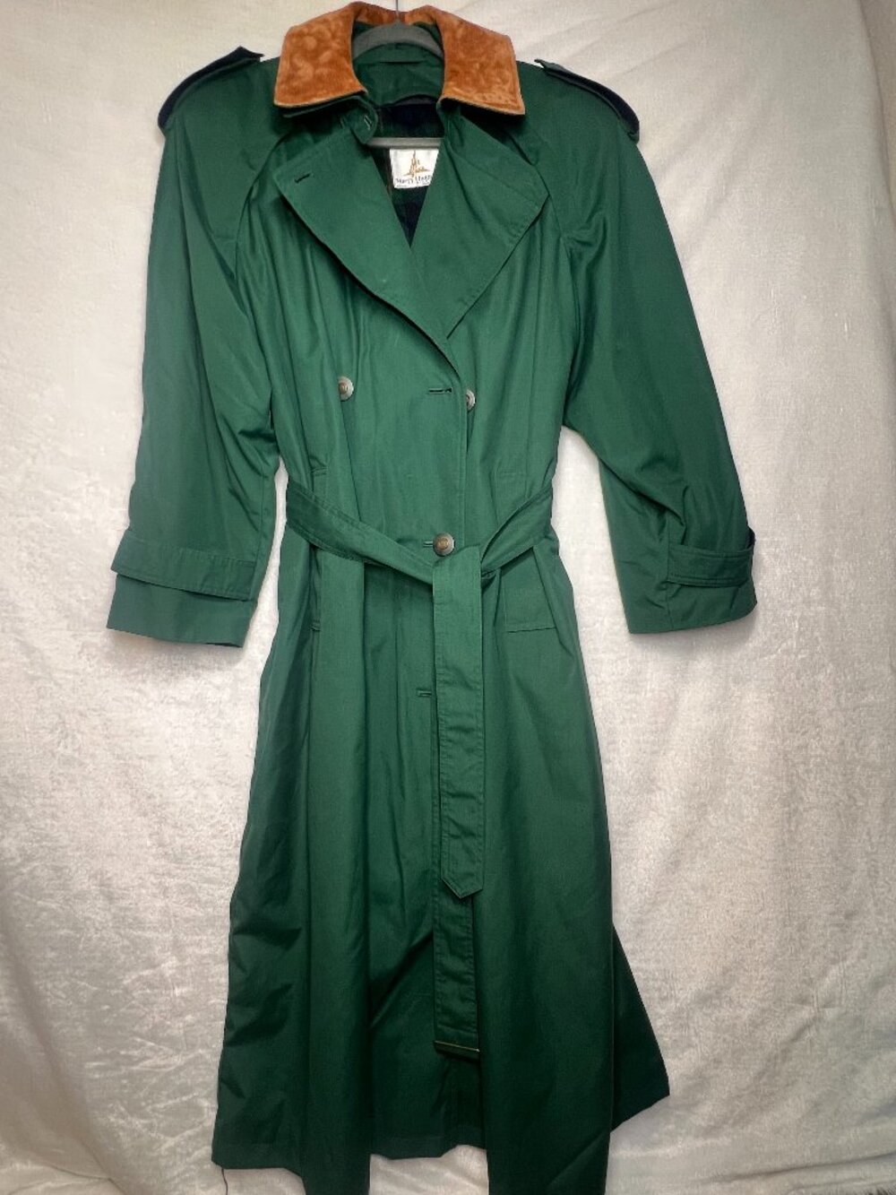 misty harbor classic trench w/suede collar sz 14